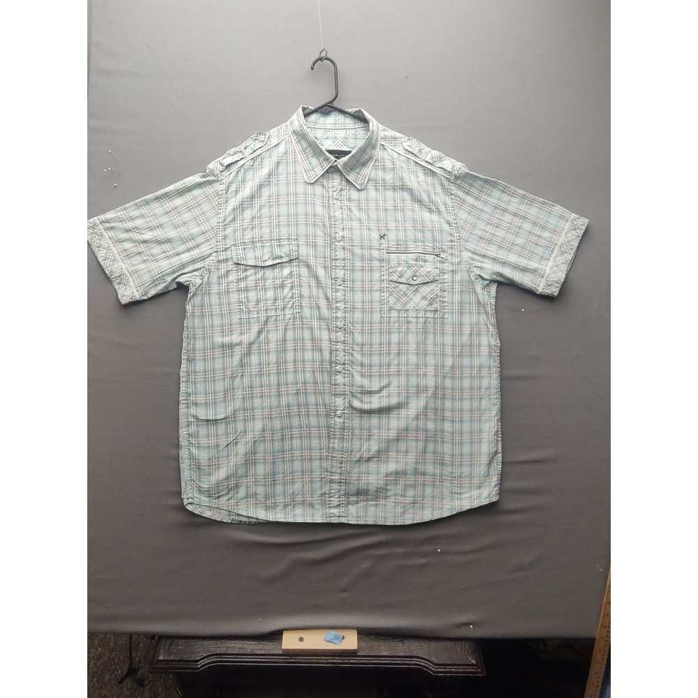 Rockwear Men's Shirt Multicolored Plaid‎ Short Sleeve Pockets Button Up 2xL